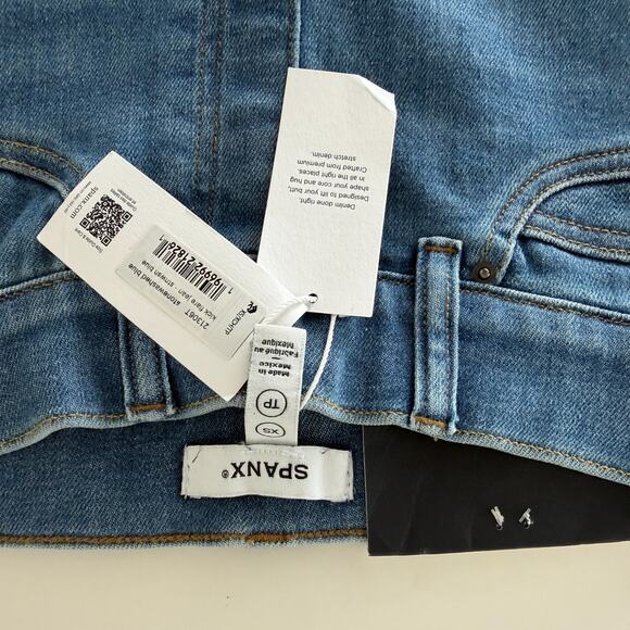 Spanx Jeans Womens XS Tall Blue Kick Flare High Rise Pull On Denim Pants Stretch - Picture 6 of 12